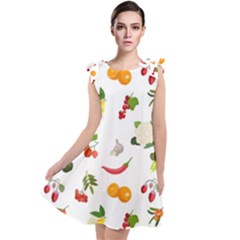 Fruits, Vegetables And Berries Tie Up Tunic Dress by SychEva