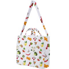 Fruits, Vegetables And Berries Square Shoulder Tote Bag by SychEva