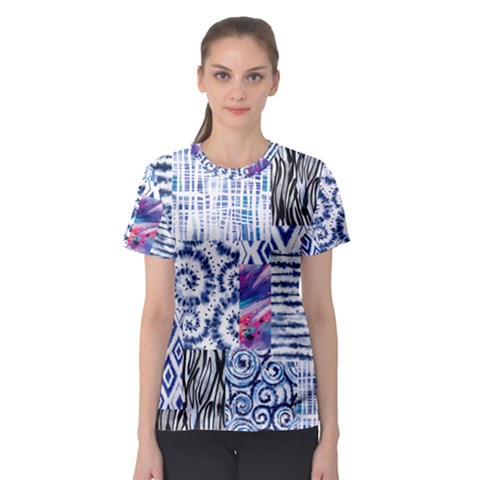 Blue Pastel Print Women s Sport Mesh Tee by designsbymallika