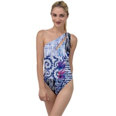 Blue Pastel Print To One Side Swimsuit