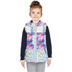 Blue Wavespastel Kids  Hooded Puffer Vest by designsbymallika