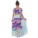 Blue Wavespastel Off Shoulder Open Front Chiffon Dress View2