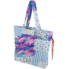 Blue Wavespastel Drawstring Tote Bag by designsbymallika