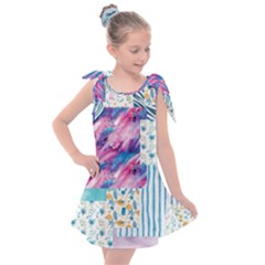 Blue Wavespastel Kids  Tie Up Tunic Dress by designsbymallika