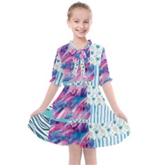 Blue Wavespastel Kids  All Frills Chiffon Dress by designsbymallika