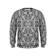 Black And White Ornate Pattern Kids  Sweatshirt by dflcprintsclothing