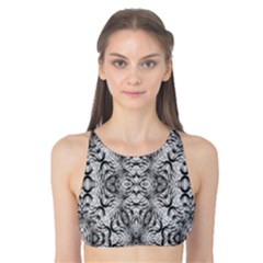 Black And White Ornate Pattern Tank Bikini Top by dflcprintsclothing