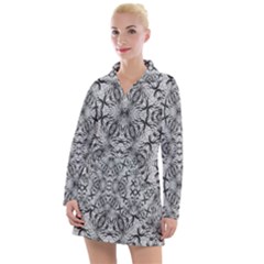 Black And White Ornate Pattern Women s Long Sleeve Casual Dress by dflcprintsclothing