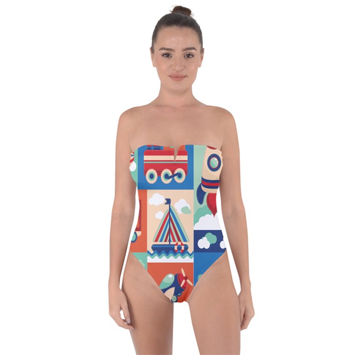 Travel With Love Tie Back One Piece Swimsuit