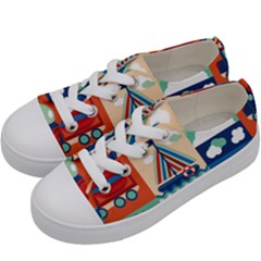 Travel With Love Kids  Low Top Canvas Sneakers by designsbymallika