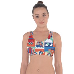 Travel With Love Cross String Back Sports Bra by designsbymallika