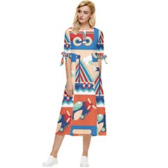 Travel With Love Bow Sleeve Chiffon Midi Dress by designsbymallika