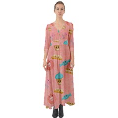 Toothy Sweets Button Up Boho Maxi Dress