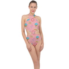 Toothy Sweets Halter Side Cut Swimsuit by SychEva