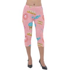 Toothy Sweets Lightweight Velour Capri Leggings  by SychEva