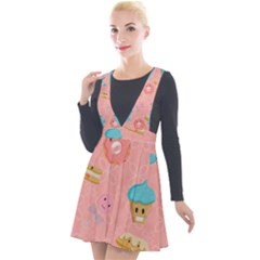 Toothy Sweets Plunge Pinafore Velour Dress by SychEva