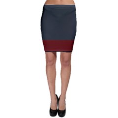 Navy Blue Red Stripe Crest Bodycon Skirt by Abe731