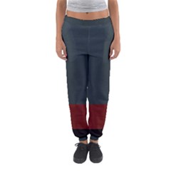 Navy Blue Red Stripe Crest Women s Jogger Sweatpants by Abe731