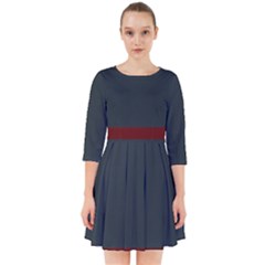 navy blue red stripe crest Smock Dress