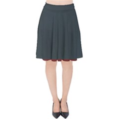 navy blue red stripe crest Velvet High Waist Skirt