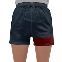 Navy Blue Red Stripe Crest Sleepwear Shorts by Abe731