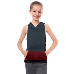 Navy Blue Red Stripe Crest Kids  Sleeveless Hoodie by Abe731