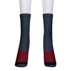 Navy Blue Red Stripe Crest Men s Crew Socks by Abe731