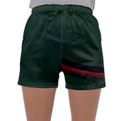 Dark Green Solid Dark Green Black Red Stripe Curved Dark Green Black Red Stripe Sleepwear Shorts by Abe731