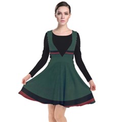 Dark Green Solid Dark Green Black Red Stripe Curved Dark Green Black Red Stripe Plunge Pinafore Dress by Abe731