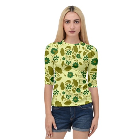 Folk Flowers Art Pattern Floral  Quarter Sleeve Raglan Tee by Eskimos