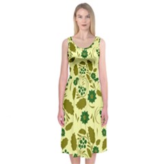 Folk Flowers Art Pattern Floral  Midi Sleeveless Dress by Eskimos