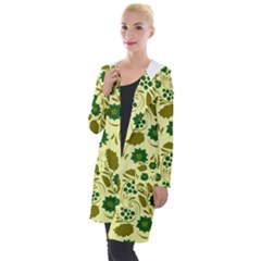 Folk Flowers Art Pattern Floral  Hooded Pocket Cardigan by Eskimos