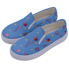 Baby Elephant Flying On Balloons Kids  Canvas Slip Ons by SychEva