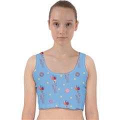 Baby Elephant Flying On Balloons Velvet Racer Back Crop Top by SychEva