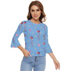 Baby Elephant Flying On Balloons Bell Sleeve Top