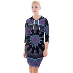 Framed Mandala Quarter Sleeve Hood Bodycon Dress by MRNStudios