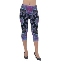 Framed Mandala Lightweight Velour Capri Leggings  by MRNStudios