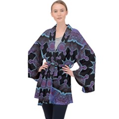 Framed Mandala Long Sleeve Velvet Kimono  by MRNStudios