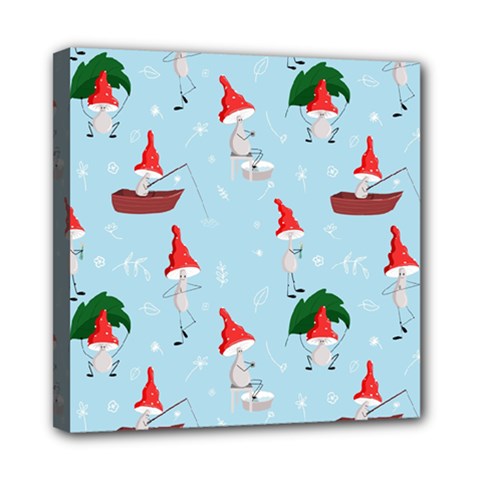 Funny Mushrooms Go About Their Business Mini Canvas 8  X 8  (stretched) by SychEva