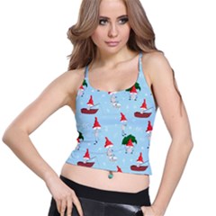 Funny Mushrooms Go About Their Business Spaghetti Strap Bra Top by SychEva