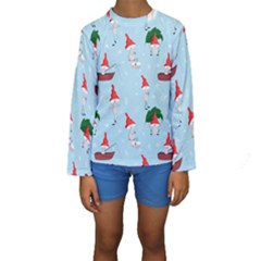 Funny Mushrooms Go About Their Business Kids  Long Sleeve Swimwear by SychEva