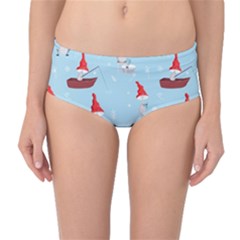 Funny Mushrooms Go About Their Business Mid-waist Bikini Bottoms by SychEva