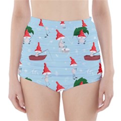 Funny Mushrooms Go About Their Business High-waisted Bikini Bottoms by SychEva