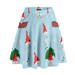 Funny Mushrooms Go About Their Business High Waist Skirt by SychEva