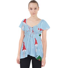 Funny Mushrooms Go About Their Business Lace Front Dolly Top by SychEva