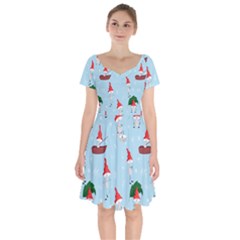 Funny Mushrooms Go About Their Business Short Sleeve Bardot Dress by SychEva