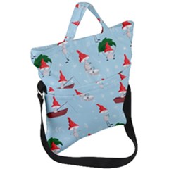 Funny Mushrooms Go About Their Business Fold Over Handle Tote Bag by SychEva