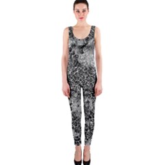 Grey And White Grunge Camouflage Abstract Print One Piece Catsuit by dflcprintsclothing