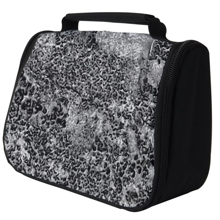 Grey And White Grunge Camouflage Abstract Print Full Print Travel Pouch (Big)