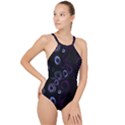 Purple Circles High Neck One Piece Swimsuit View1